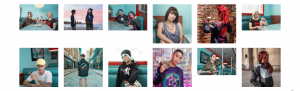 A collage of pictures from Pink City's website. 12 different people modelling the streetwear brand, as seen on Pink City's Instagram page.