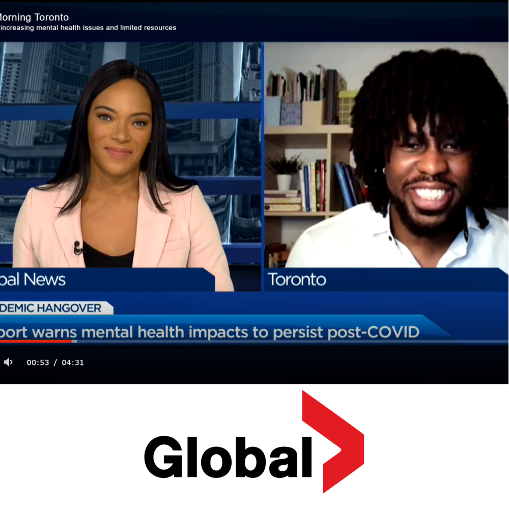 Stella's Place Team Member Asante Haughton is interviewed via Zoom on Global TV